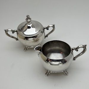W.M. Rogers Silver-Plate Baroque Style Ornate Sugar and Creamer vintage set